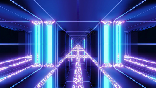 未来派科幻空间神殿与发光的钻石圣诞节纹理3d 插图背景壁纸隧道科幻粉色艺术寺庙渲染运动蓝色墙纸红色背景图片