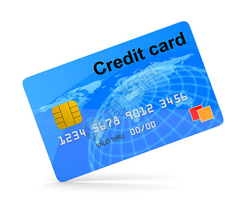 信用卡电子信用白色蓝色芯片银行插图卡片背景图片