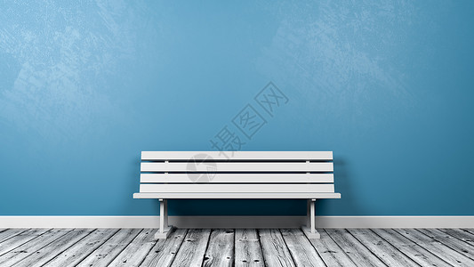 Roo 的白色长凳蓝色长椅公园房间木头插图地面木板座位乡村背景图片