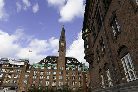 迪克塔丰丹麦哥本哈根旅馆酒店中心地标首都历史性城市市政建筑学正方形游客背景