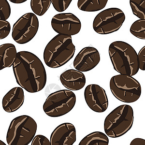 抽象风格的咖啡豆无缝模式 矢量手绘插图 烤豆特写 任何目的的咖啡无缝设计美食豆子农业绘画饮料墙纸餐厅香气活力包装背景图片