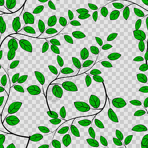 树图案美丽的树叶无缝图案矢量图解 eps 10艺术绿色织物植物纺织品装饰品绘画季节打印插图插画
