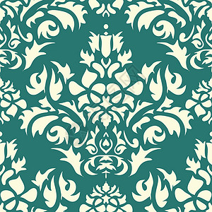 奢华风格大马士革风格的无缝背景墙纸时尚植物地毯丝绸纺织品曲线装饰财富蓝色插画