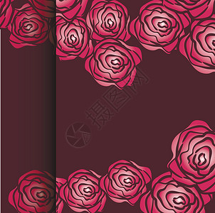 粉红玫瑰 它制作图案矢量植物群装饰品粉色插图植物背景图片