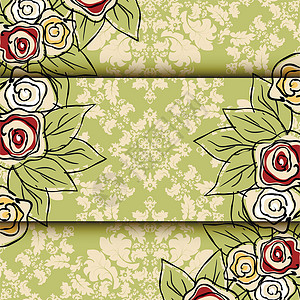 玫瑰主题 花卉设计元素 vecto邮票框架边界叶子胸花艺术花束绘画蕾丝模版背景图片