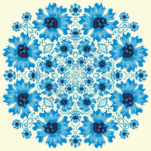 无缝矢量模式与抽象花草地蓝色墨水纺织品草图条纹树叶叶子瓷砖装饰品背景图片