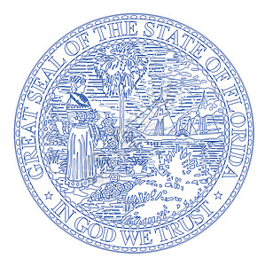 佛罗里达州海豹蓝色插图边框地理徽章领土联邦圆形绘画圆圈背景图片