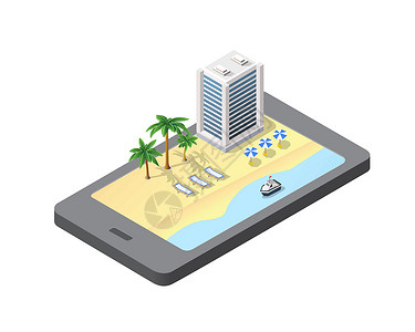 加拉赫塔海滩酒店模块块 cit 的电话概念建筑房子街道商业酒店市中心控制板插图等距景观设计图片