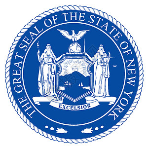 美国纽约州地图纽约州海豹蓝色艺术品插图艺术绘画背景
