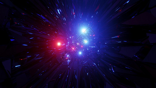 抽象空间星系图形艺术品与发光的飞行球体粒子 3d 插图背景壁纸墙纸橙子创造力艺术蓝色运动隧道红色渲染计算机背景图片