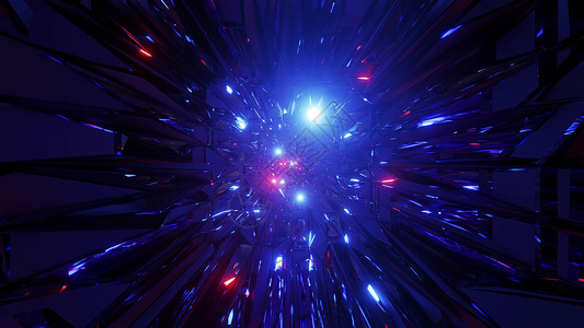 抽象空间星系图形艺术品与发光的飞行球体粒子 3d 插图背景壁纸隧道运动创造力计算机渲染蓝色橙子墙纸红色艺术背景图片