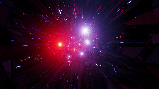 抽象空间星系图形艺术品与发光的飞行球体粒子 3d 插图背景壁纸红色橙子计算机艺术渲染运动隧道墙纸蓝色创造力背景图片