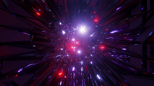 抽象空间星系图形艺术品与发光的飞行球体粒子 3d 插图背景壁纸艺术墙纸橙子计算机蓝色红色运动创造力隧道渲染背景图片