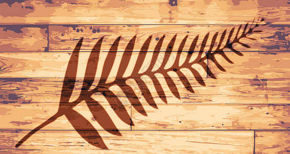新西兰 Fern Brand艺术品木头品牌叶子艺术插图国家植物绘画背景图片