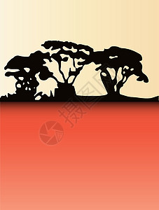 小树林夏季背景插图灌木丛爬坡绘画树丛木头衬套树木刷子艺术背景图片
