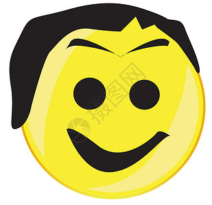 孤立的海海笑脸按钮草图漫画卡通片微笑绘画眼睛情感艺术品头发黄色背景图片