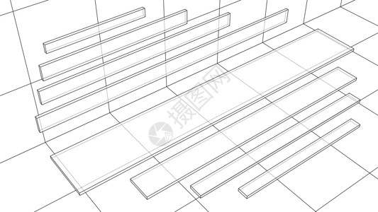 矢量背景与空横幅3d蓝图正方形草图空白虚拟现实技术小样空间插图背景图片