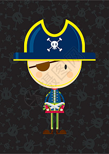 船长帽可爱卡通眼罩海盗船长插画