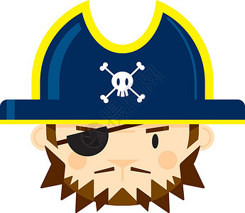 海盗帽卡通眼罩海盗船长 Fac插画