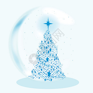 冬季圣诞树雪花蓝色季节性下雪降雪庆典艺术场景艺术品背景图片
