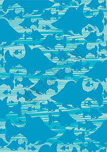 热带鱼剪影模式游泳插图海洋生物背景图片