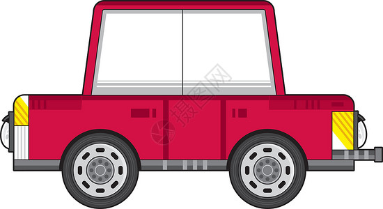 卡通红车车辆卡通片轮子插图红色背景图片