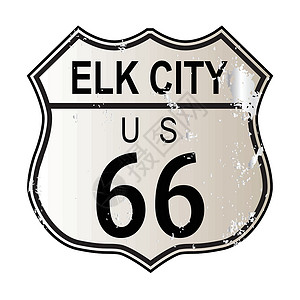 埃尔克哈特埃尔克市66号公路交通插图白色黑色路线绘画街道城市插画