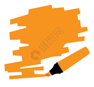 橙色标记复制空间艺术插图绘画荧光笔艺术品毛毡背景图片