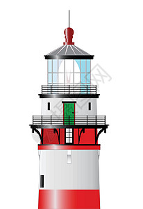灯塔之顶照明安全白色房子航海艺术警告插图红色艺术品背景图片