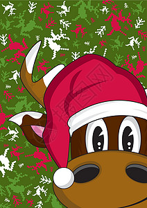圣诞节圣诞老人 Reindee卡通片雪花鹿角背景图片