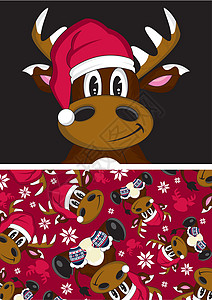 圣诞节圣诞老人 Reindee卡通片雪花手套鹿角背景图片