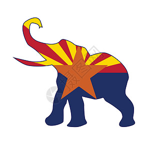 亚利桑那州共和大象旗艺术品插图派对旗帜电子艺术绘画动物插画