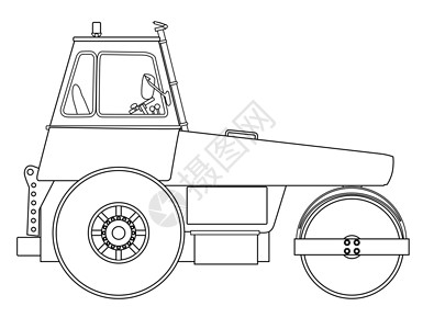 现代道路滚车纲要艺术品黄色蒸汽绘画工程艺术植物车辆柴油机机器设计图片