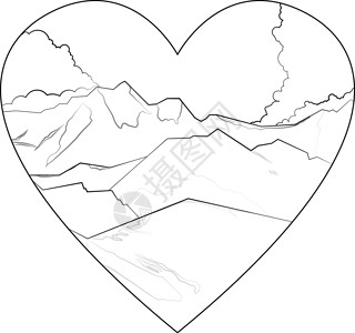 阿尔卑斯山俯图山地景观轮廓图在听到时被隔离农村石头高山旅行远足爬坡地形全景坐骑艺术设计图片