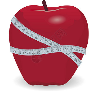 饮食保健带有磁带量的红苹果娱乐损失控制插图运动减肥重量营养活力数字插画