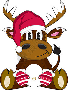 圣诞驯鹿免扣可爱的卡通圣诞老人 Reindee插图驯鹿手套卡通片鹿角插画