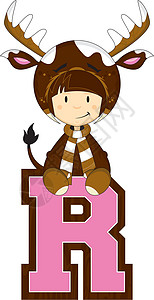 戴鹿角女孩R代表驯鹿女孩戏服动物教育卡通片卡通乐趣意义语言奇装异服打扮设计图片