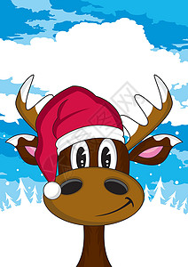 卡通圣圣诞驯鹿组织鹿角卡通插图动物驯鹿背景图片