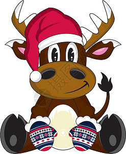 卡通圣圣诞驯鹿组织驯鹿动物手套卡通插图鹿角背景图片