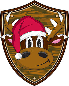 卡通圣圣诞驯鹿组织驯鹿卡通插图动物鹿角牌匾背景图片