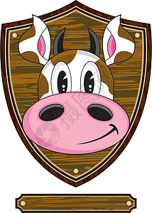 可爱的卡通奶牛牌匾家畜农场农家院动物奖杯座背景图片