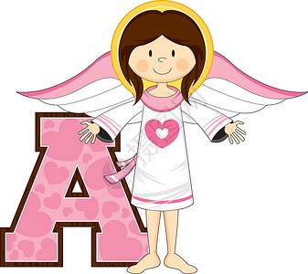 基督教慈善天使A代表Ange字母教育卡通片学习意义语言插图代表天使英语翅膀设计图片