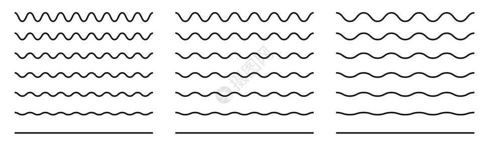 摇摆不定的波浪线 摆动波浪集 波浪矢量线高清图片