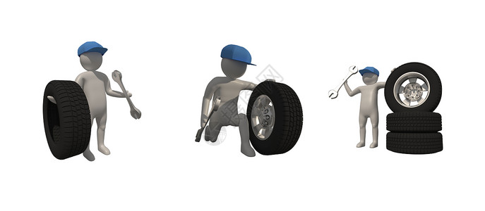 33d 渲染白色背景上的白色字符耳机骑术插图男人引擎自行车权重健身房土地卡通片背景图片