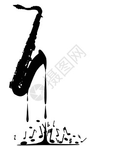 音乐会场熔化萨克斯音绘画艺术品音乐萨克斯爵士乐插图蓝调笔记艺术滴水插画