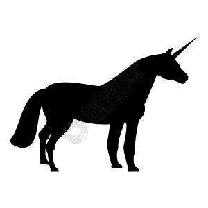 独角兽图标黑色插图平面样式简单图像神话魔法动物喇叭背景图片