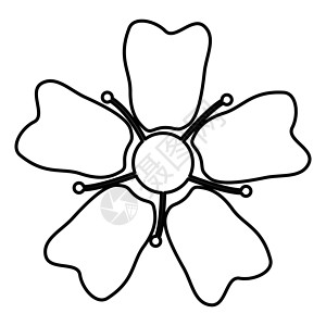 花樱花图标黑色插图平面样式简单图像植物背景图片