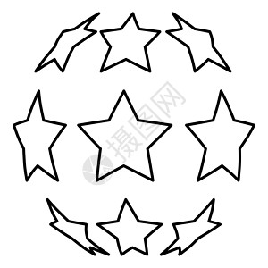 足球图标形状的星星黑色插图平面样式简单图像竞赛冠军游戏联盟徽章比赛世界运动锦标赛背景图片