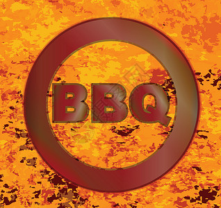 bbq素材红热点 BBQ 烙印铁绘画艺术酒吧烧烤火焰gq烹饪油炸推广品牌插画