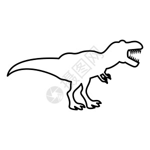恐龙暴龙霸王龙图标黑色插图平面样式简单图像爬虫食肉捕食者动物穿山甲危险侵略怪物蜥蜴侏罗纪背景图片